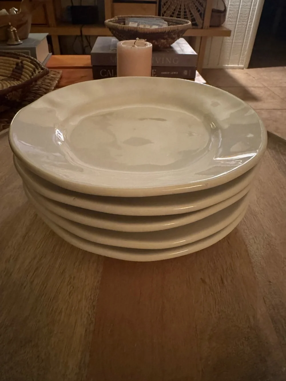 Crate&Barrel Rustic White Ceramic Salad Plate - set of 5